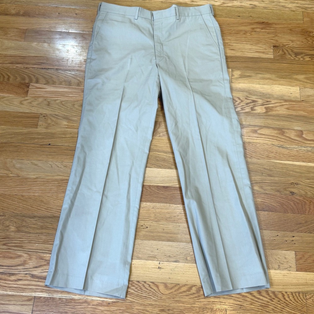 Vintage Sears Sportswear Perma-Prest Khaki Chino Trousers Mens 34x30 Tan 70s 80s